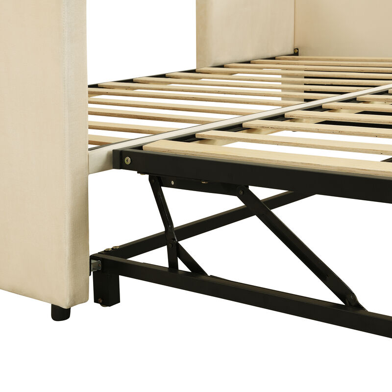 Merax Upholstered Daybed with Pop Up Trundle