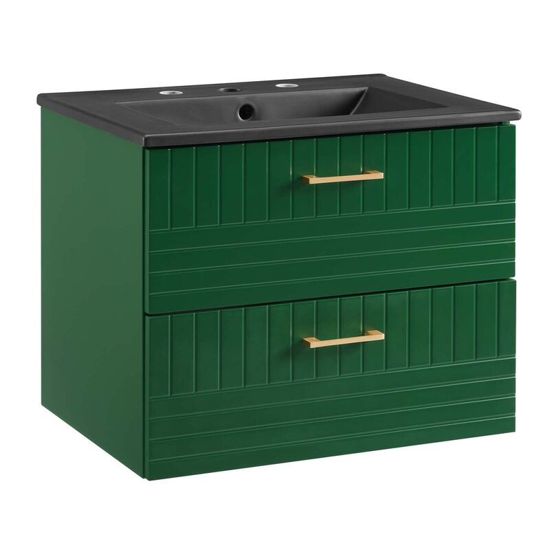 Modway Daybreak Bathroom Vanity, 24" with Black Sink, Green image number 0