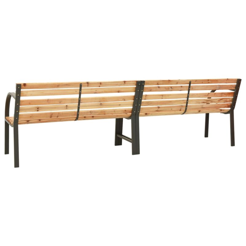 vidaXL Twin Patio Bench - 94.9" Length - Durable Chinese Fir Wood - Steel Frame - Armrest Design - Suitable for Garden/Patio/Outdoor Space - Brown