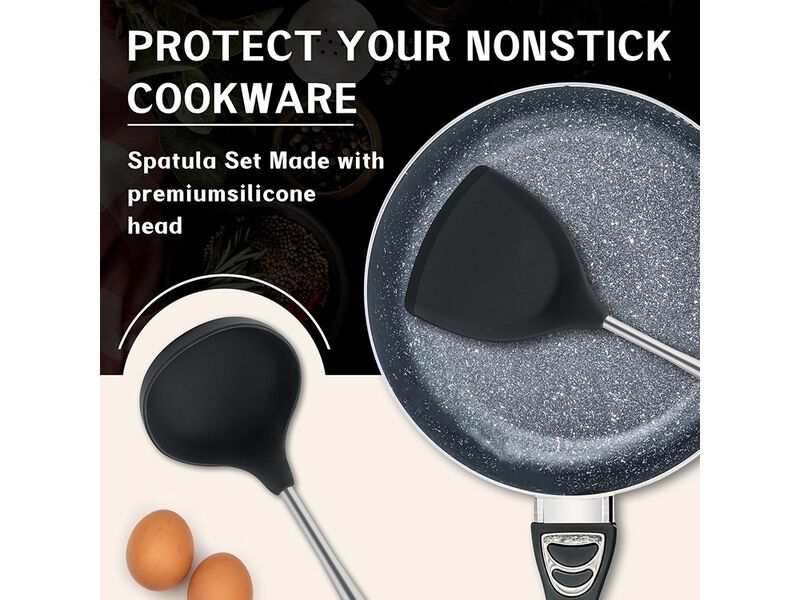 FJNATINH Silicone Wok Spatula and Ladle Tool Set