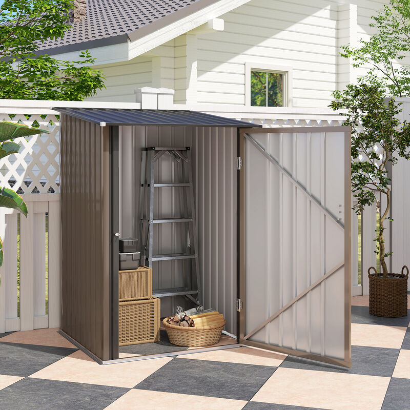 Hivvago Small Lean-To Galvanized Steel Tool Shed image number 7