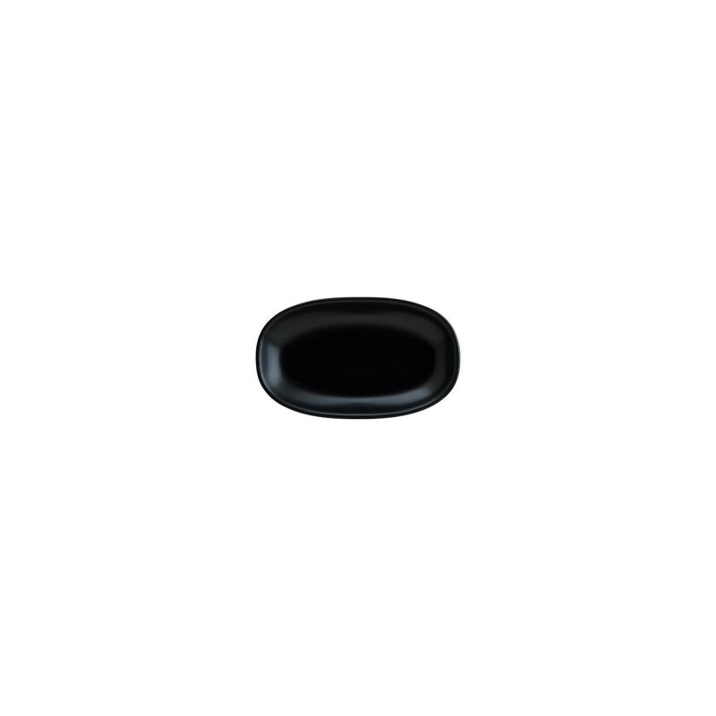 Notte 6" x 3.5" x h:0.75" Oval Black Porcelain Platter (Set of 2)