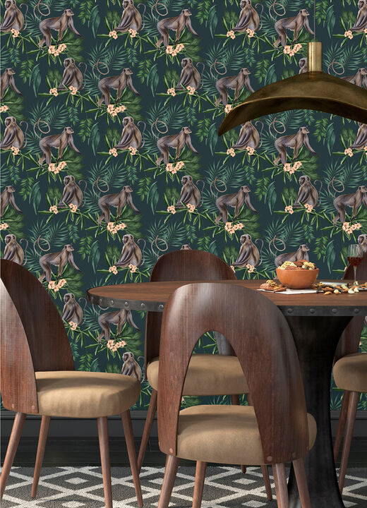 Morris Dark Blue Tropical Jungle Wallpaper (Set of 2)