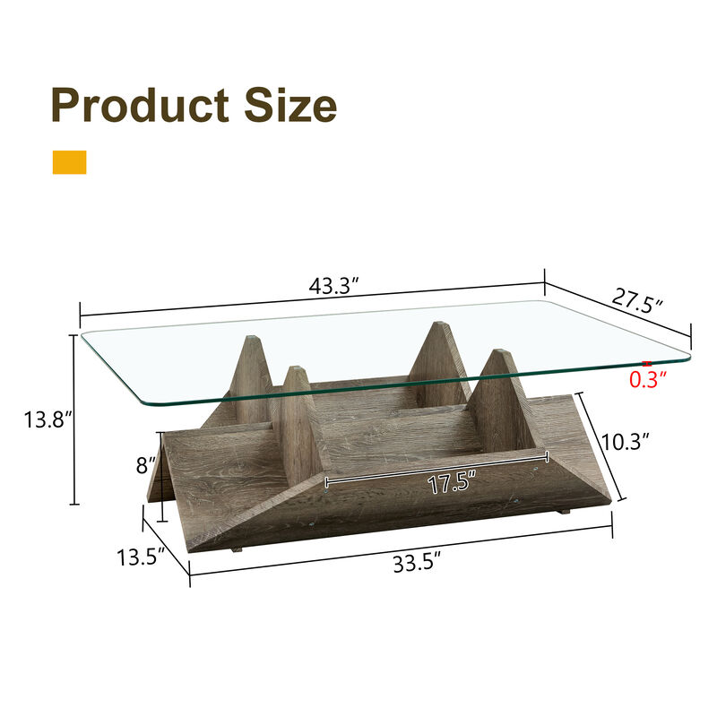 Molcul Tempered Glass & MDF Coffee Table image number 9