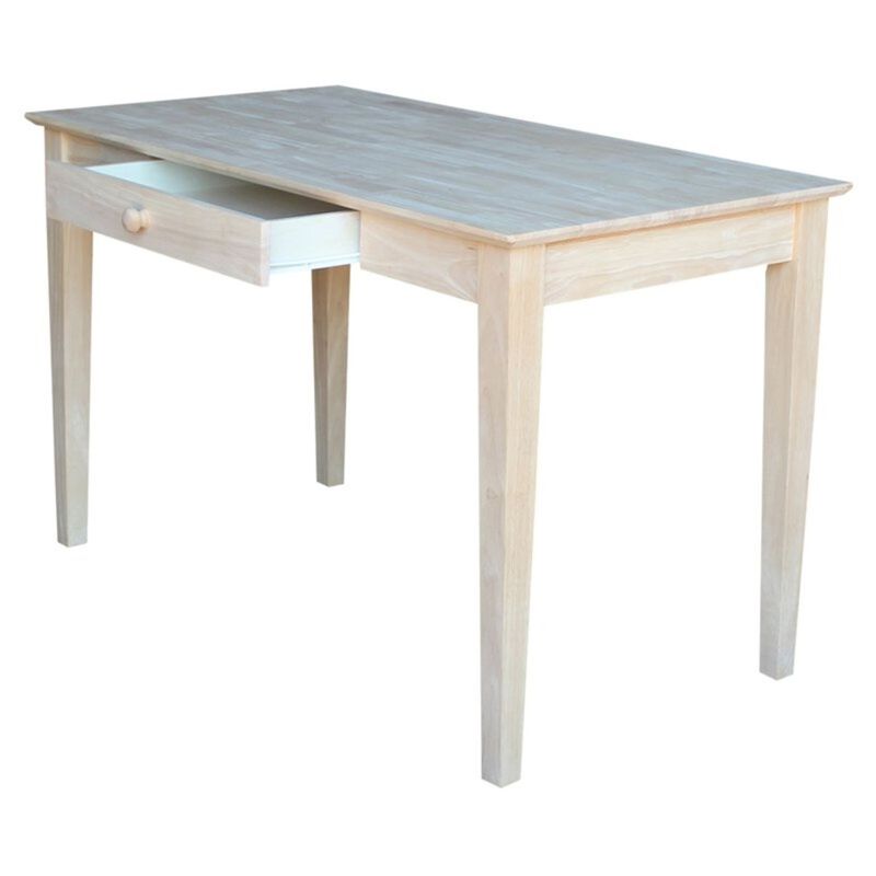 QuikFurn Unfinished Solid Wood Desk Laptop Computer Writing Table with Drawer image number 2