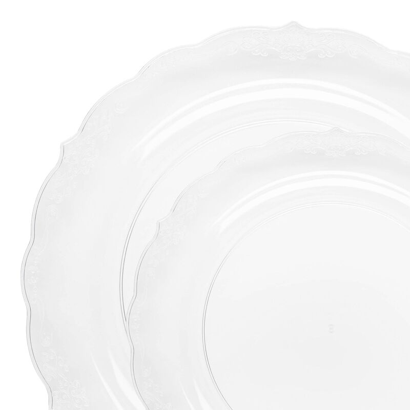 Clear Vintage Rim Round Plastic Dinnerware Value Set (120 Sets) image number 9