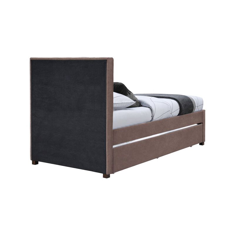 Meridian Furniture Hudson Brown Vegan Leather Twin Trundle Bed