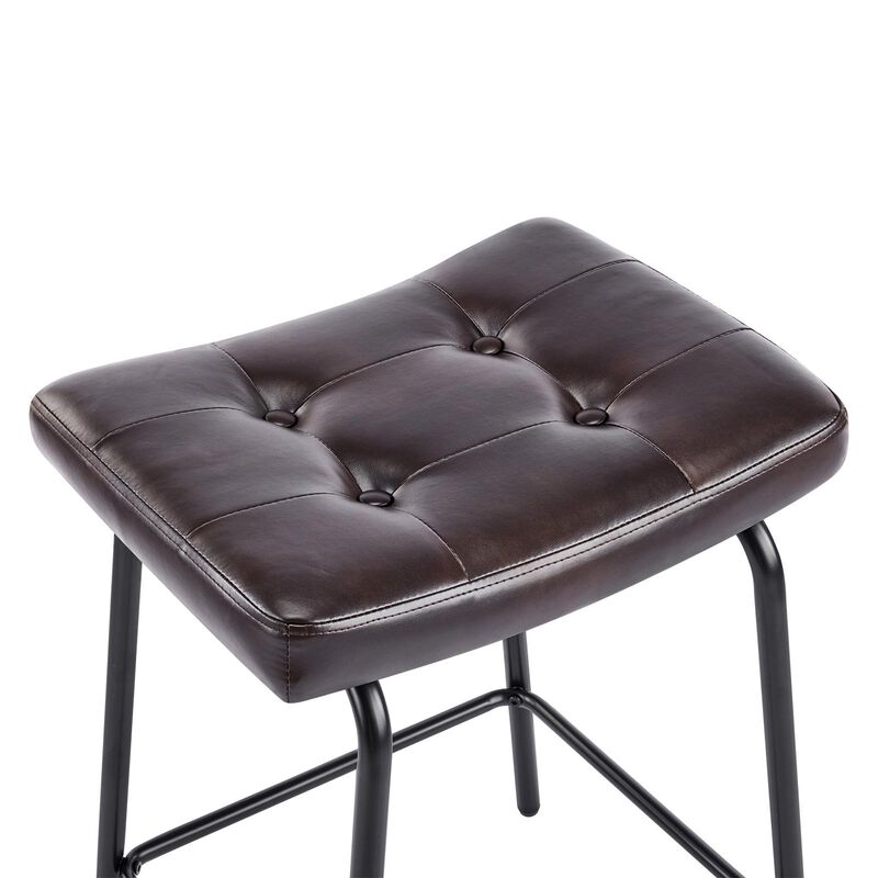 HomeRoots Set of Two Faux Leather and Metal Counter Height Bar Chairs image number 5
