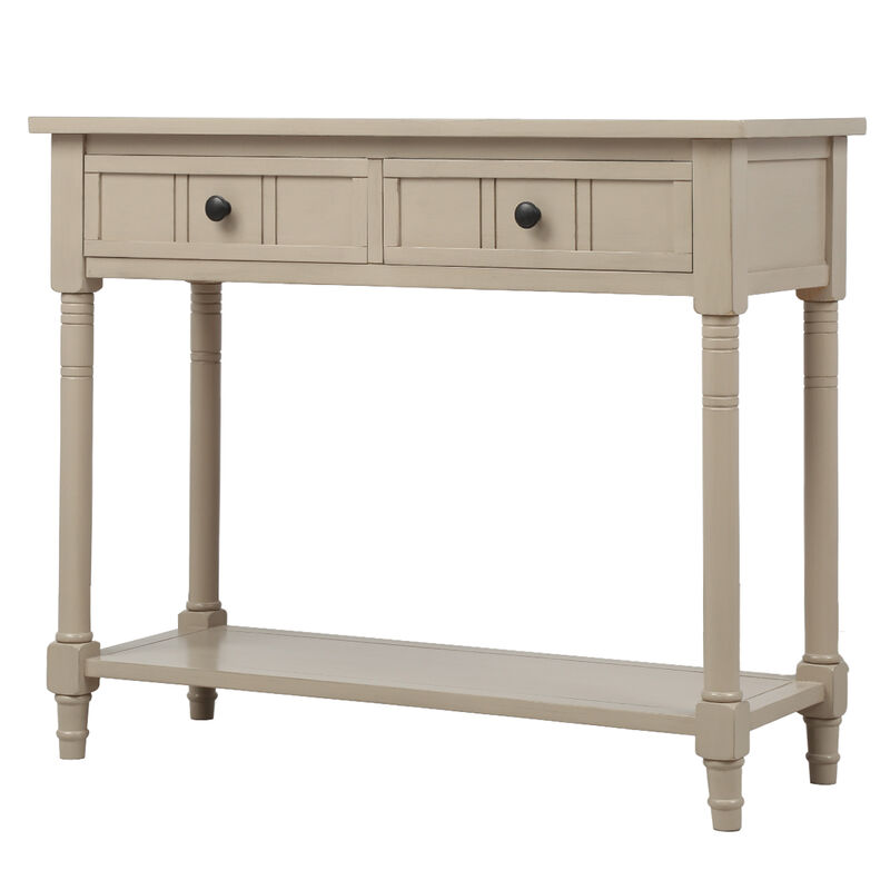 Merax Console Table Traditional Design with Two Drawers and Bottom Shelf