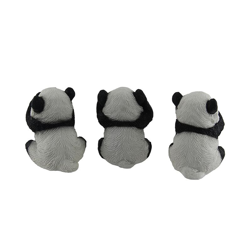 3 Piece See Hear Speak No Evil Sitting Baby Panda Bear Set image number 2