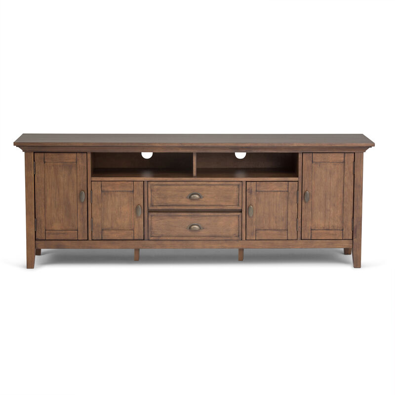 Redmond SOLID WOOD 72 inch Wide Transitional TV Media Stand in Rustic Natural Aged Brown For TVs up to 80 inches