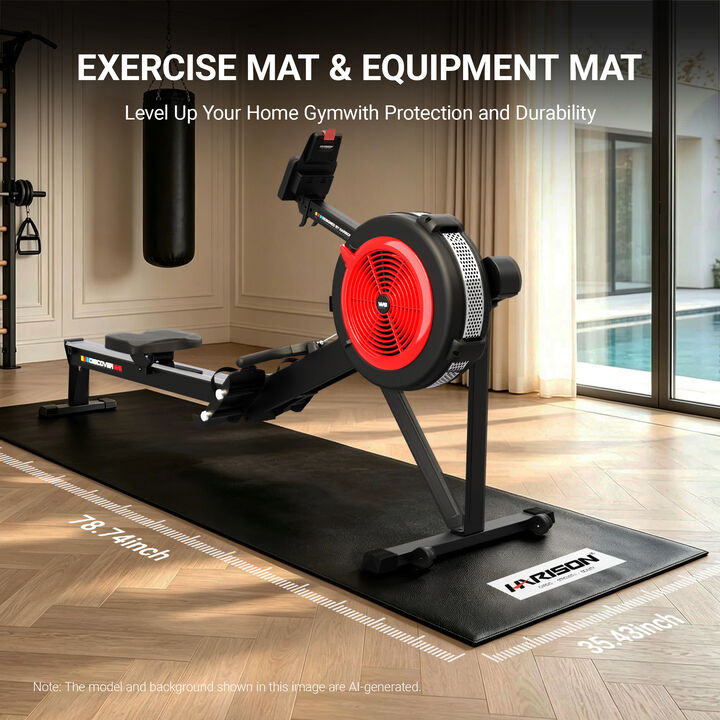 HARISON Treadmill Mat for Carpet & Hardwood Floors, 4.3mm Thickness, Compatible for Treadmills, Elliptical, Exercise Bikes, Stationary Cycles and Accessories (HR-002)