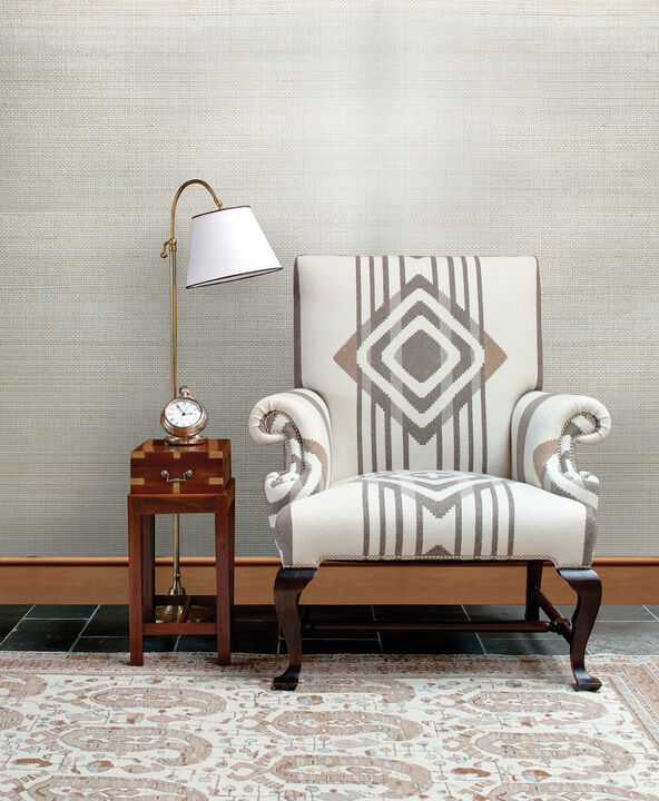 Stelios Grey Grasscloth Wallpaper