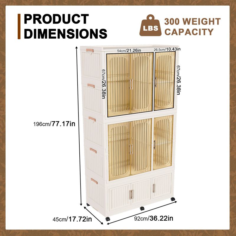 Clihome Portable Wardrobe Closet Storage Organizer,Wardrobe Storage Cabinet,with 9 Magnetic Doors & 9 Cubes image number 8