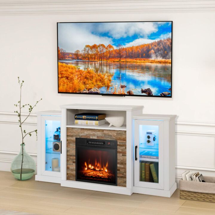 Hivvago Fireplace TV Stand with 16-Color Led Lights for TVs up to 65 Inch