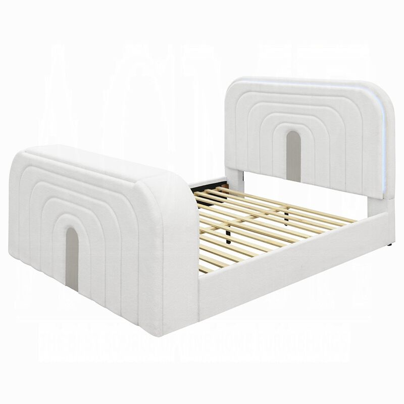 Queen Size Bedroom Set, White Finish, 3-Piece Set with Bed and Two Nightstands image number 2