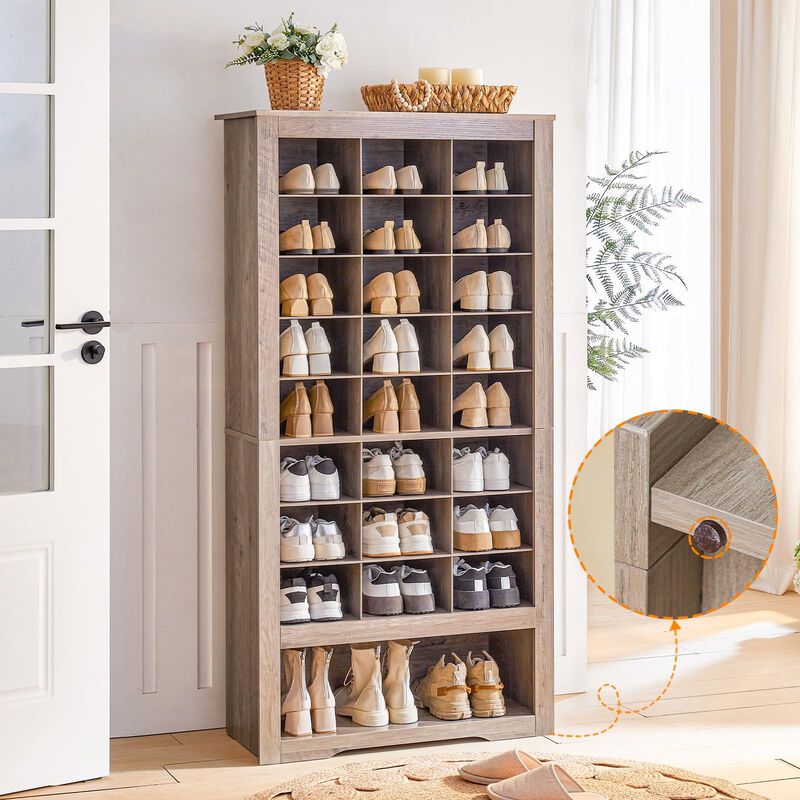Shoe Storage Cabinet 9-Tier with 24 Compartments and 3 Hooks for Entryway image number 1