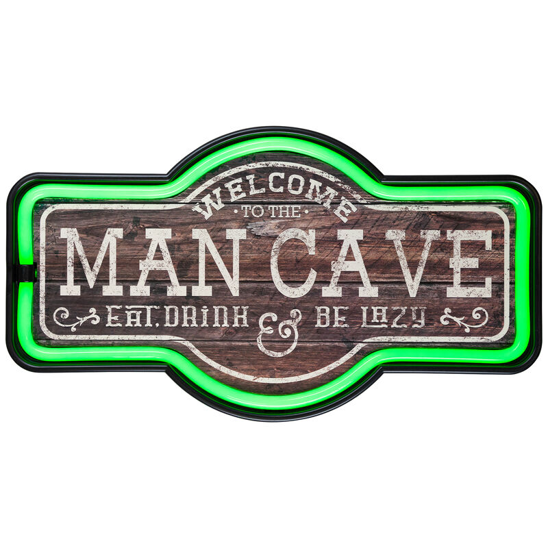 17" Green LED Lighted  Man Cave Neon Style Wall Sign image number 0