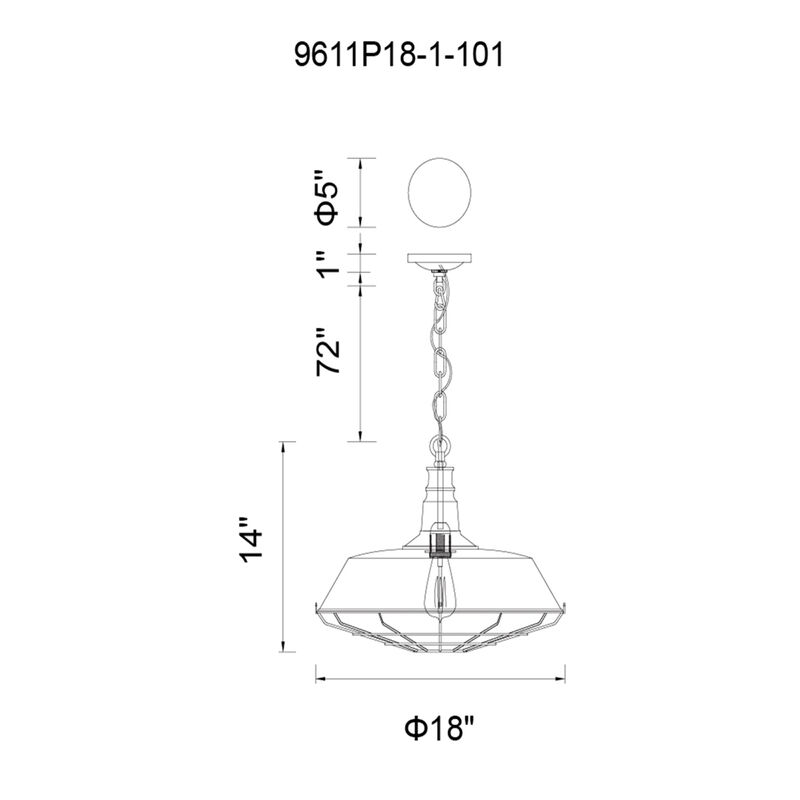 Morgan 1 Light Down Pendant With Black Finish