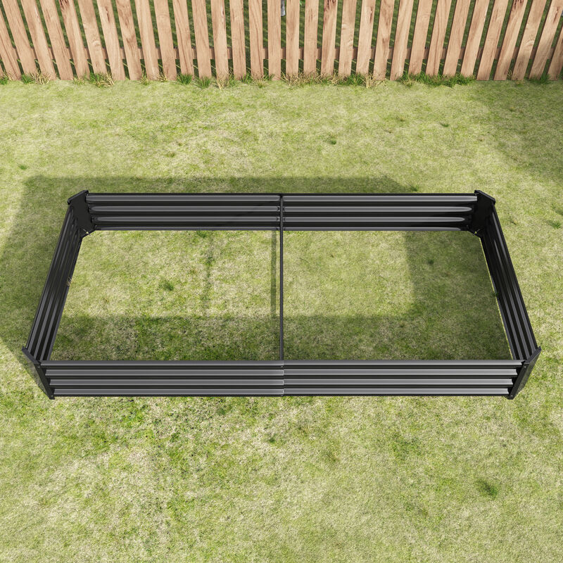 8ft Metal Raised Garden Bed Kit, Heavy Duty Planter Box with Reinforced Frame, Black