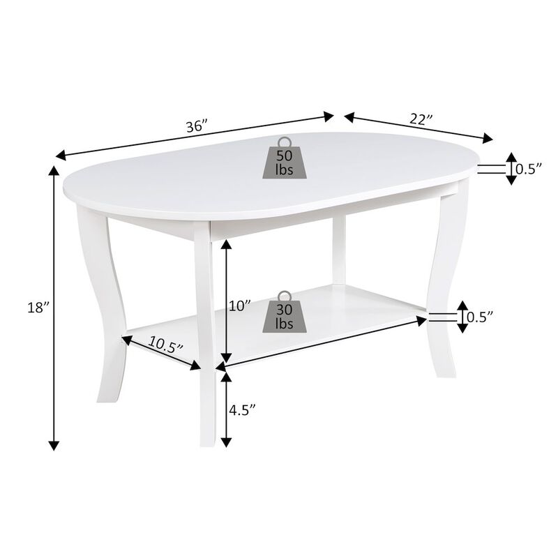 Convenience Concepts American Heritage Oval Coffee Table with Shelf