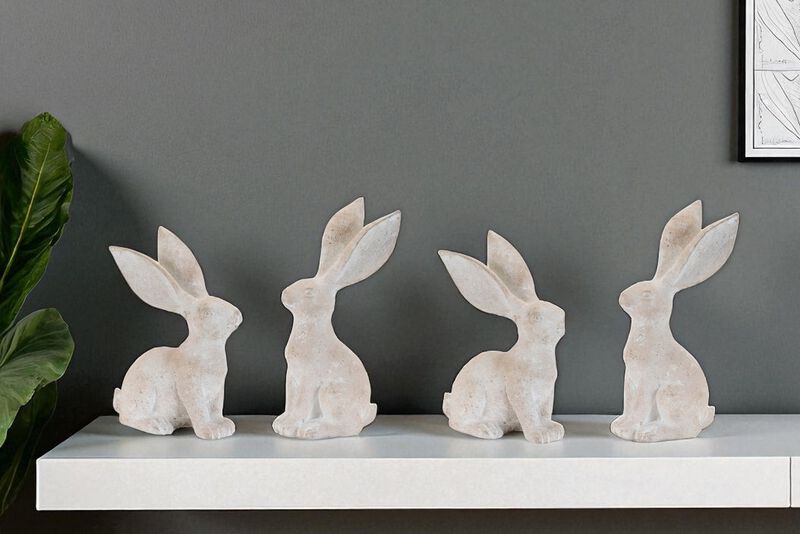 HomeRoots Set of Four Beige Resin Bunny Rabbit Figurines image number 1