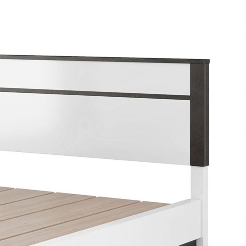 Queen Bedroom Set, White, Metallic Gray Wood, 3 Piece Set with 2 Nightstands image number 4