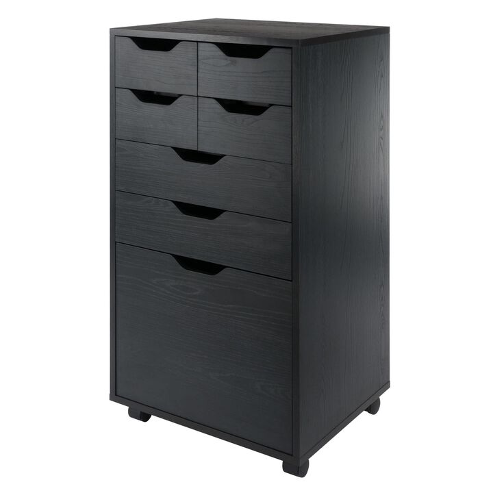 Halifax Bins & Drawers Multi-Storage Tall Mobile Cabinet, Black