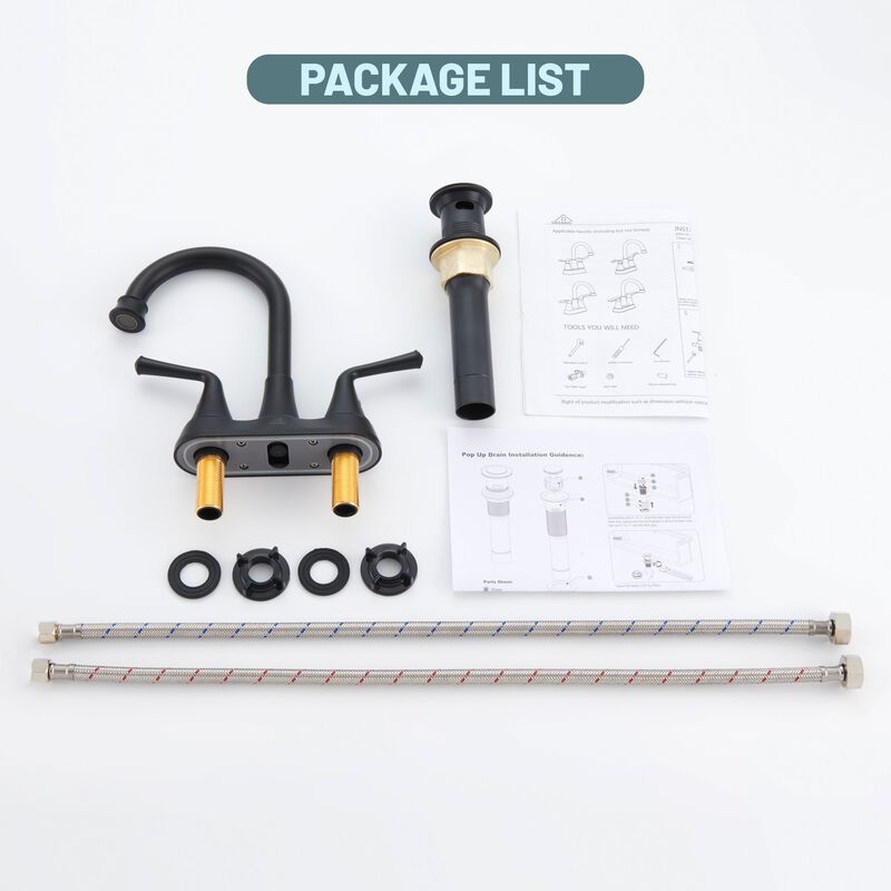 Mondawe Modern 4 Inch 2-Handle Centerset Bathroom Sink Faucet with 360-Degree Swivel Spout