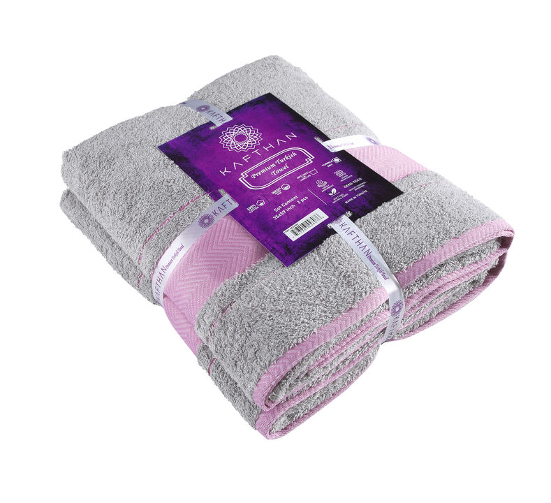 KAFTHAN Textile Fishbone Turkish Cotton Bath Towels (Set of 2)