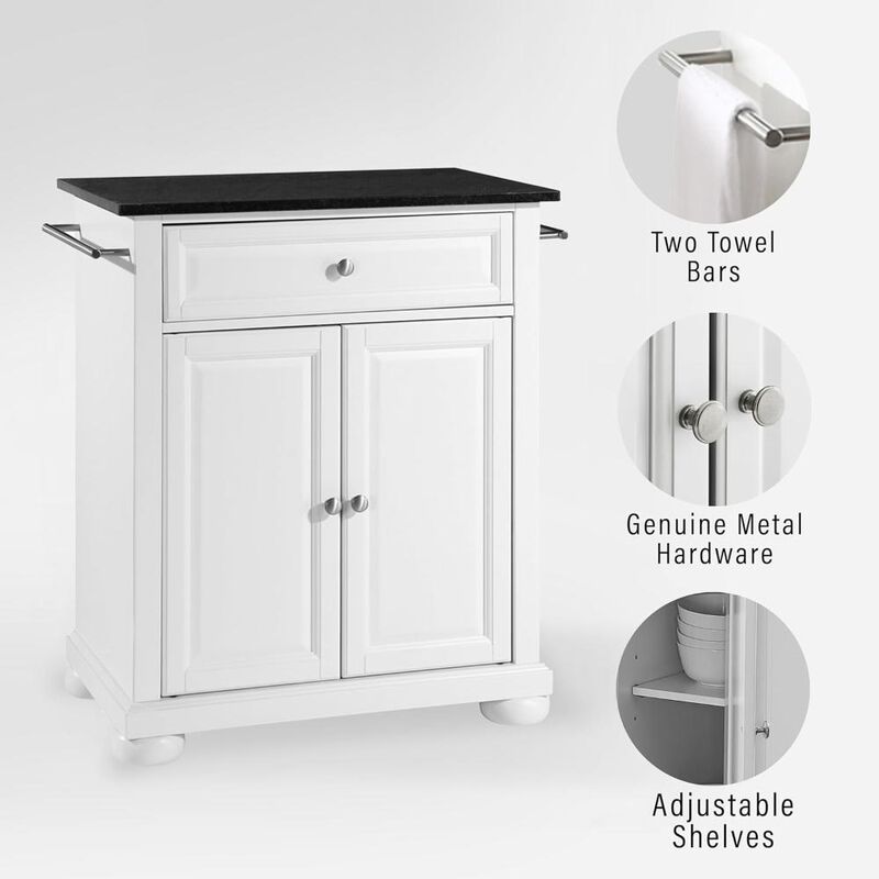 Alexandria Granite Top Portable Kitchen Island/Cart