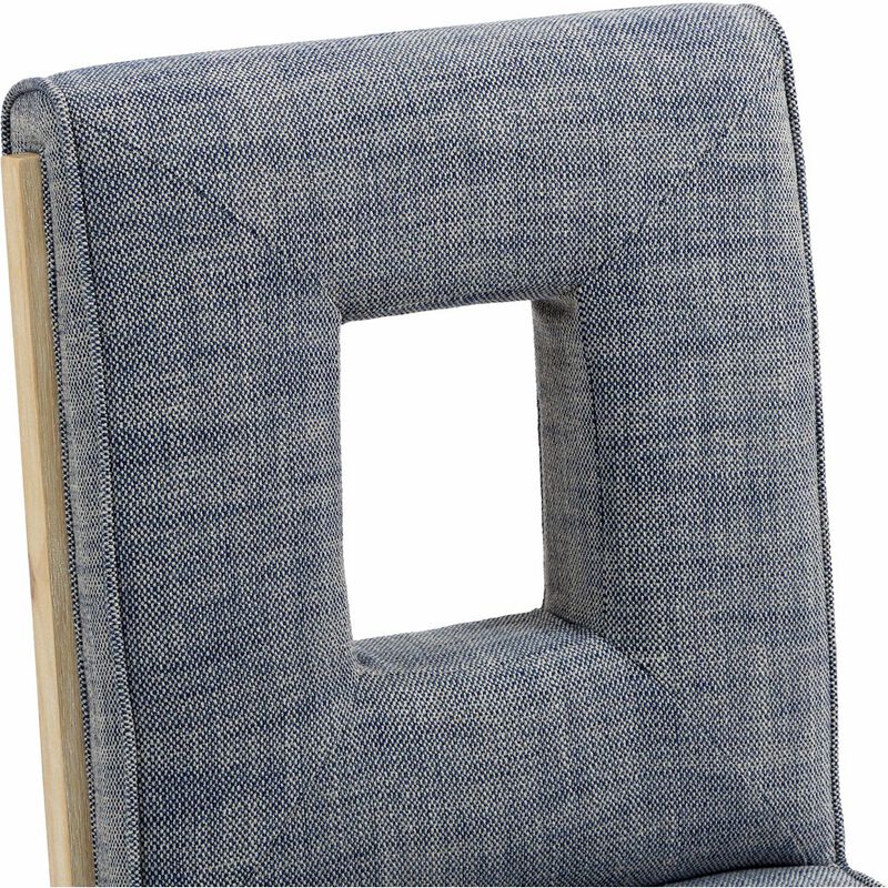 Meridian Furniture Gwendolyn Navy Linen Textured Fabric Dining Side Chair, Set of 2