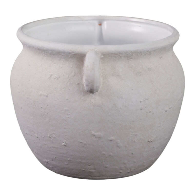 10" Textured Stoneware Jug Planter, White image number 2