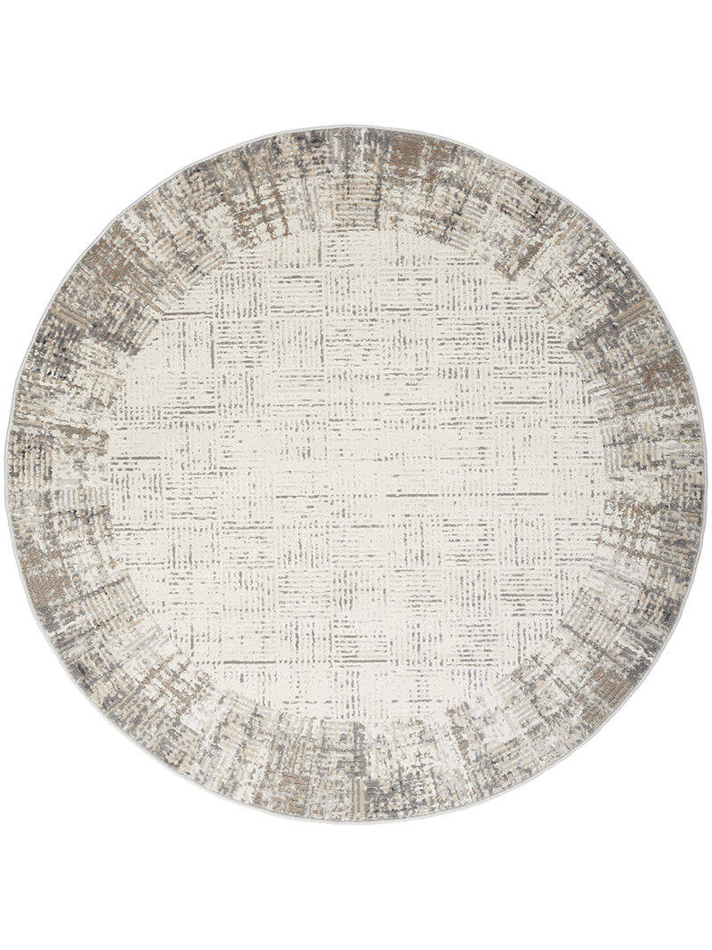 Elation ETN05 Ivory/Gray 5' x 8' Oval Rug