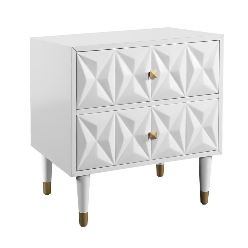 Linon Two Drawer Geo Texture Nightstand image number 0