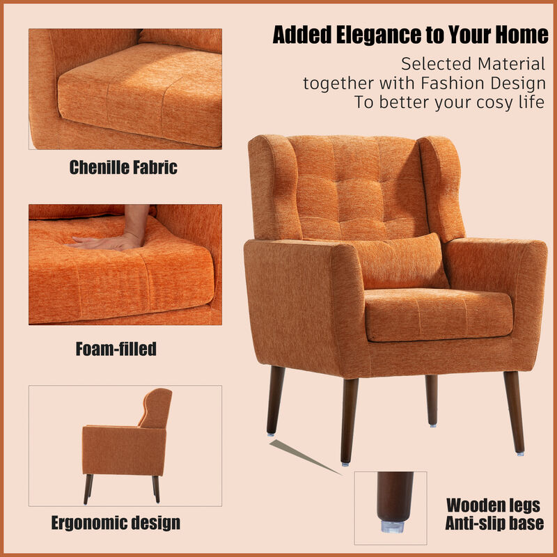 Streamdale Mid Century Modern Orange Upholstered Accent Chair image number 3