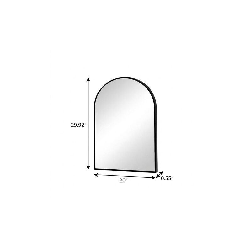HomeRoots 30" Black Aluminum Arch Framed Anti Fog Accent Mirror image number 3