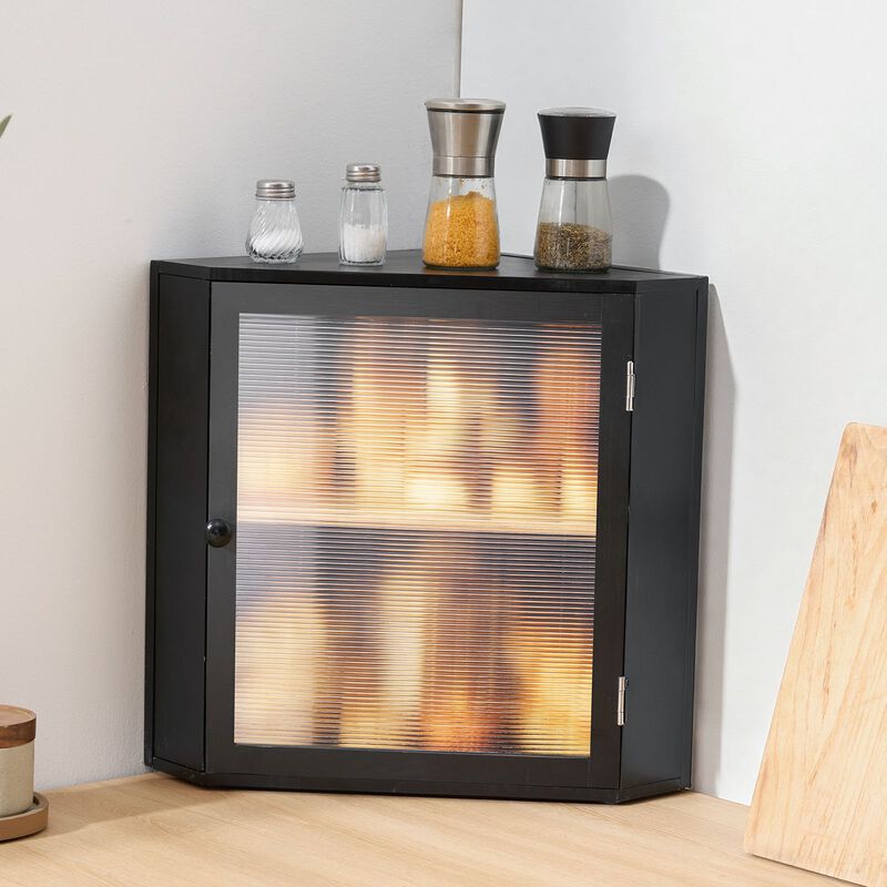 Corner Bread Box, Double Layer Wicker Bread Storage Container for Kitchen Counter image number 1