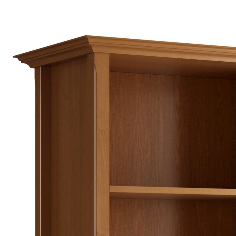 Simpli Home Amherst Solid Wood 5 Shelf Bookcase In Light Golden Brown