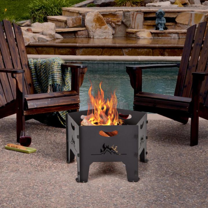 Hivvago 19 Inches Collapsible Portable Plug Fire Pit with Storage Bag