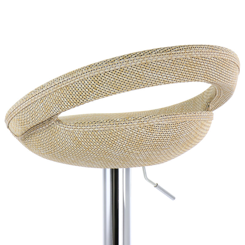 Elama 2 Piece Adjustable Rattan Barstool in Tan with Chrome Base