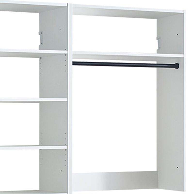 Vedz Walk in Closet w 2 Drawers, 6 Shelves, 2 Hanging Rods, White Wood
