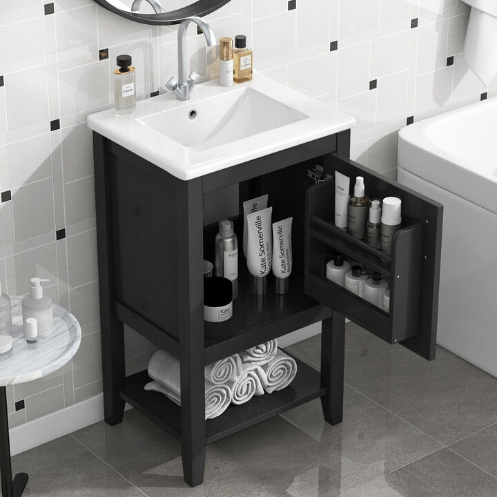 ELEMENT ACE Freestanding Bathroom Vanity with Integrated Sink, Soft Closing Door Cabinet, Open Shelf and Storage Rack for Bathroom Essentials Storage Organization