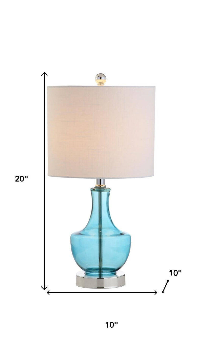 HomeRoots 20" Turquoise And Silver Glass Gourd Table Lamp With Drum Shade image number 5