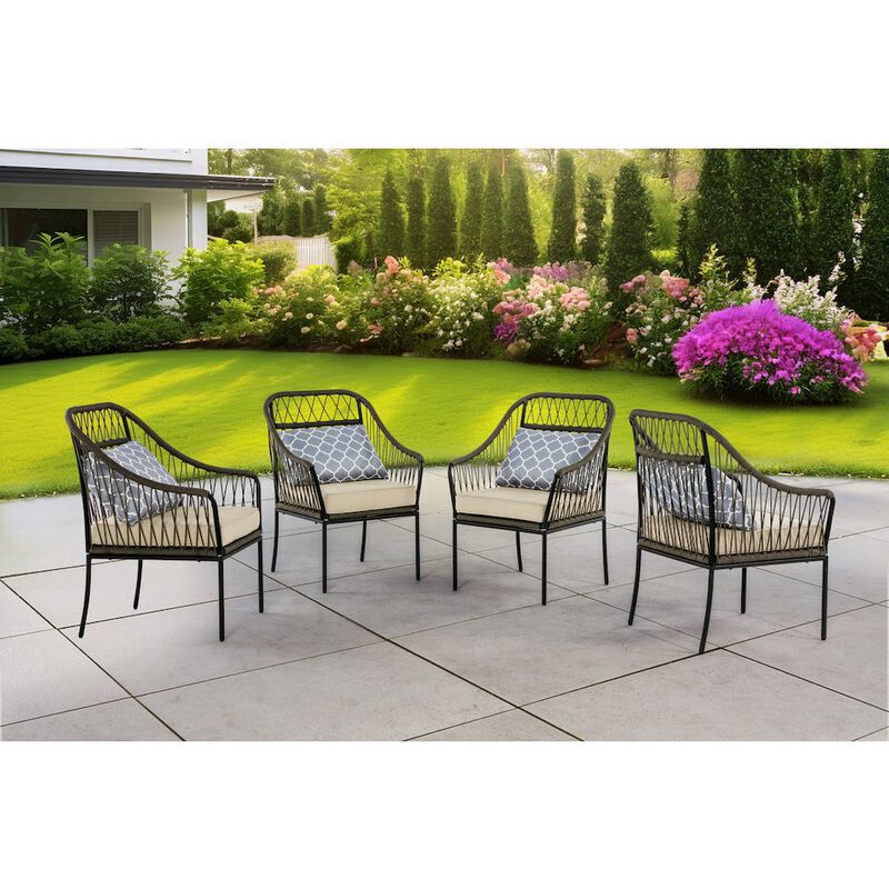 Best Quality Furniture Gray outdoor patio chairs (Set of 4)