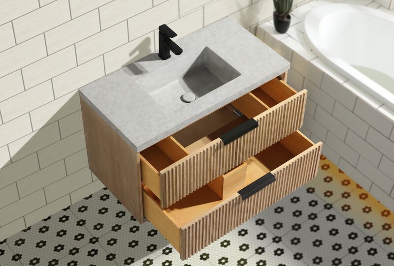 Diego 36" Floating Bathroom Vanity Weathered Fir image number 8