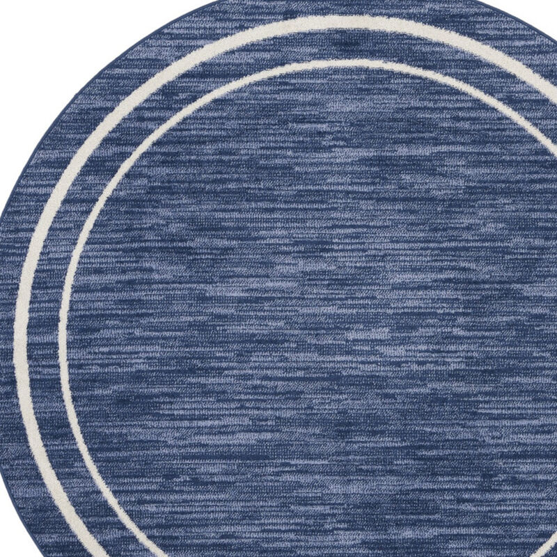 HomeRoots 6' Navy Blue And Ivory Round Indoor Outdoor Area Rug image number 2