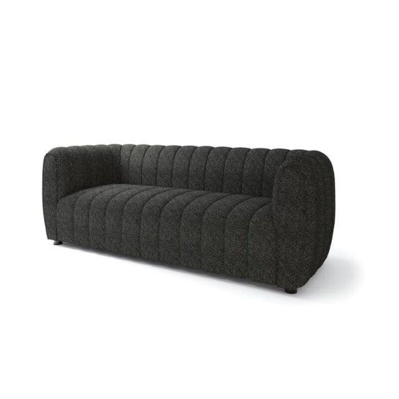 Hery Sofa, 83 Inch, Black Boucle, Vertical Channel Tufted Details image number 0