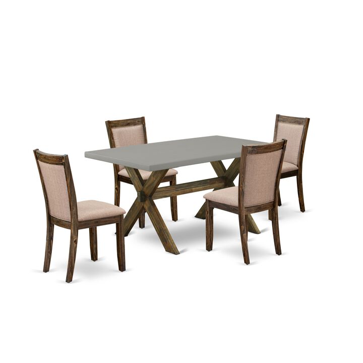 East West Furniture X796MZ716-5 5Pc Dining Set - Rectangular Table and 4 Parson Chairs - Multi-Color Color