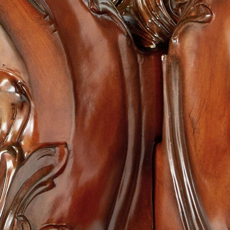 Imperial Dining Table with Pedestal, Cherry Oak Brown - Benzara